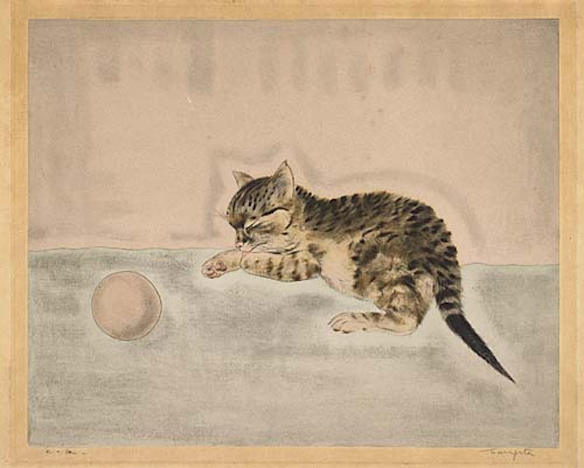 Chaton avec une balle by Leonard Tsuguharu Foujita