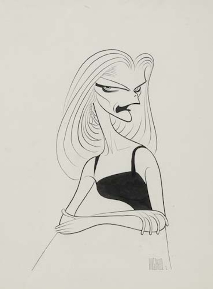 Lauren Bacall in cactus flower by Al Hirschfeld