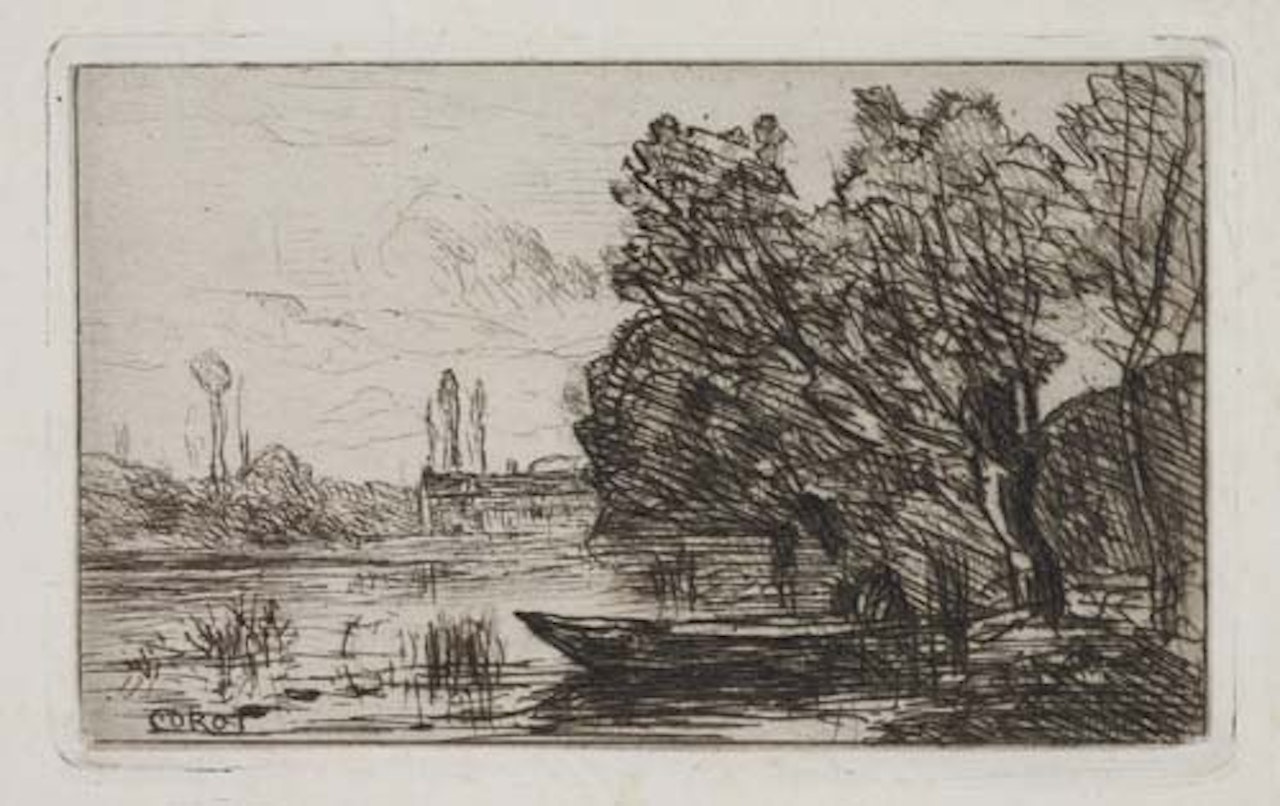 Ville d'Avray, le Bateau sous les Saules (Effet du Matin) by Jean Baptiste Camille Corot