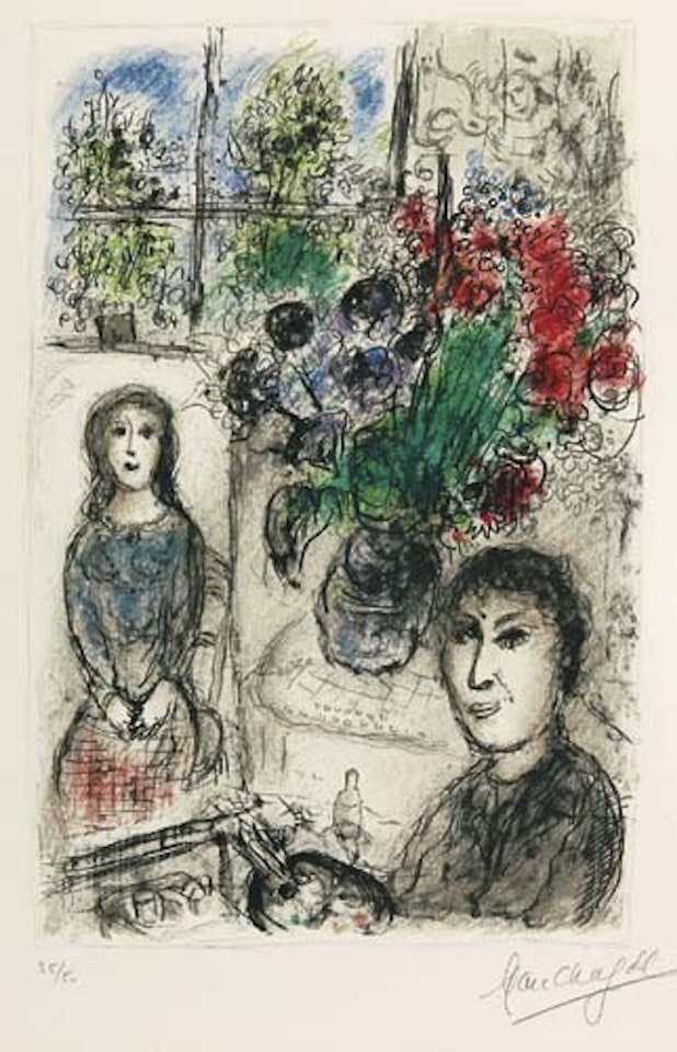 Le Chevalet aux Fleurs by Marc Chagall