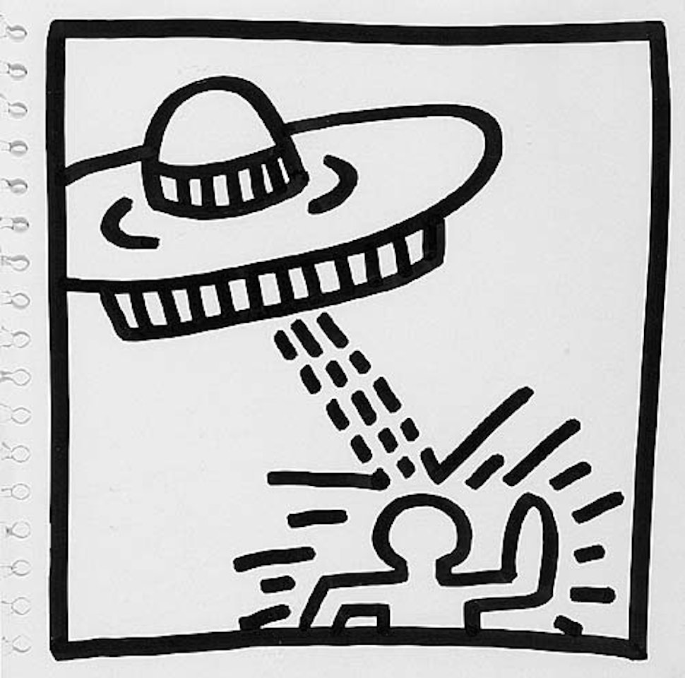 Untitled (Spaceship and Figure). by Keith Haring