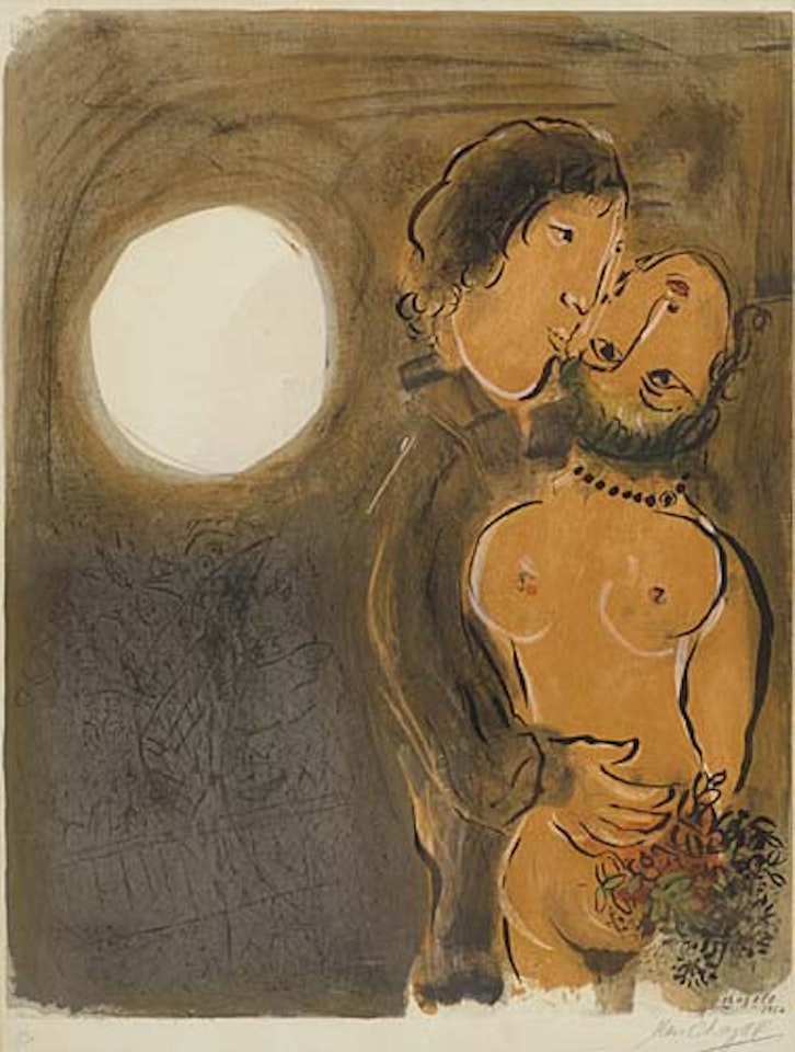 Couple en Ochre by Marc Chagall