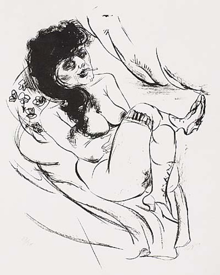 Liegender Akt (Sitzende mit Zigarette) by Otto Dix