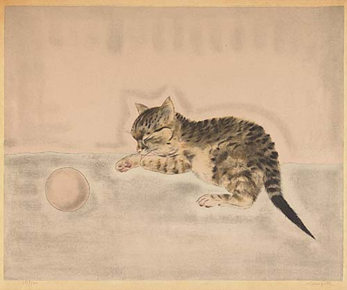 Chaton avec une balle by Leonard Tsuguharu Foujita