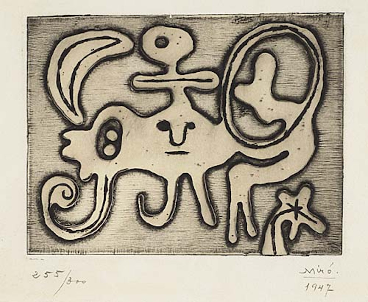 Femme et Oiseau devant la Lune by Joan Miró