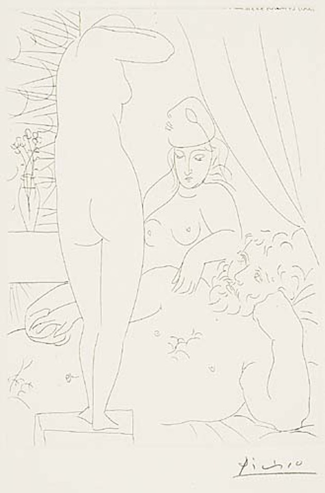 Le Repos du Sculpteur et le Modèle au Masque by Pablo Picasso