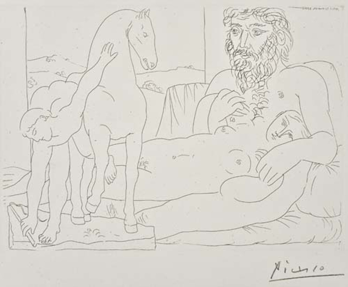 Le Repos du Sculpteur devant le Jeune Cavalier by Pablo Picasso