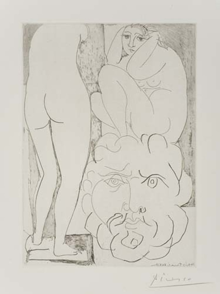 Modèle accroupi, Sculpture de Dos et Tête barbue by Pablo Picasso