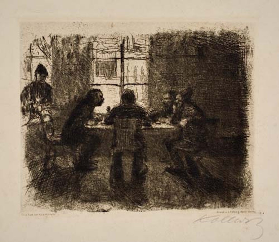 Vier Männer in der Kneipe by Kathe Kollwitz