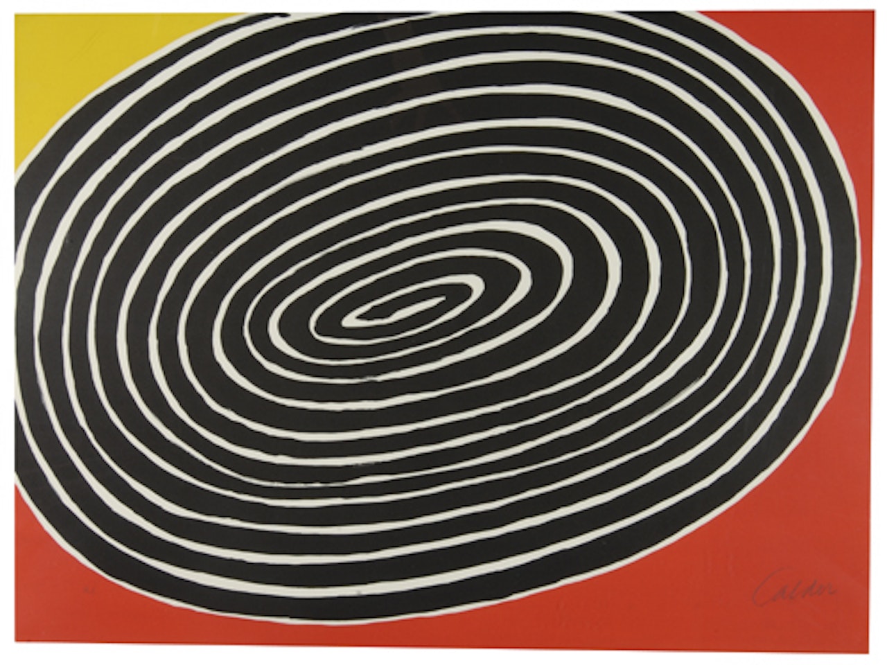 Black Spiral on Red and Yellow Ground by Alexander Calder