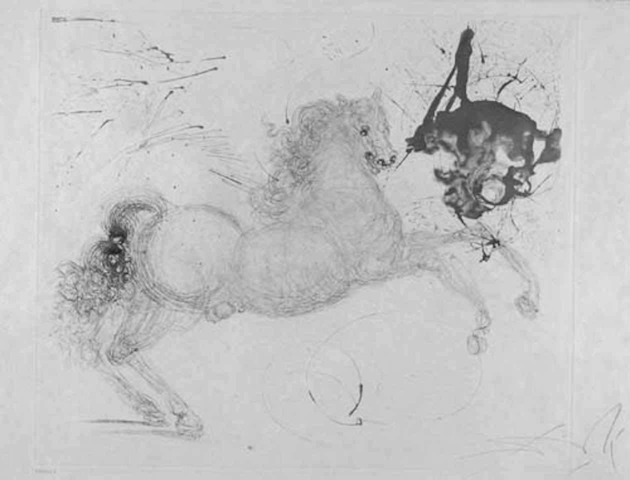 Two color drypoints with aquatint: Pegasus, Poseidon by Salvador Dali