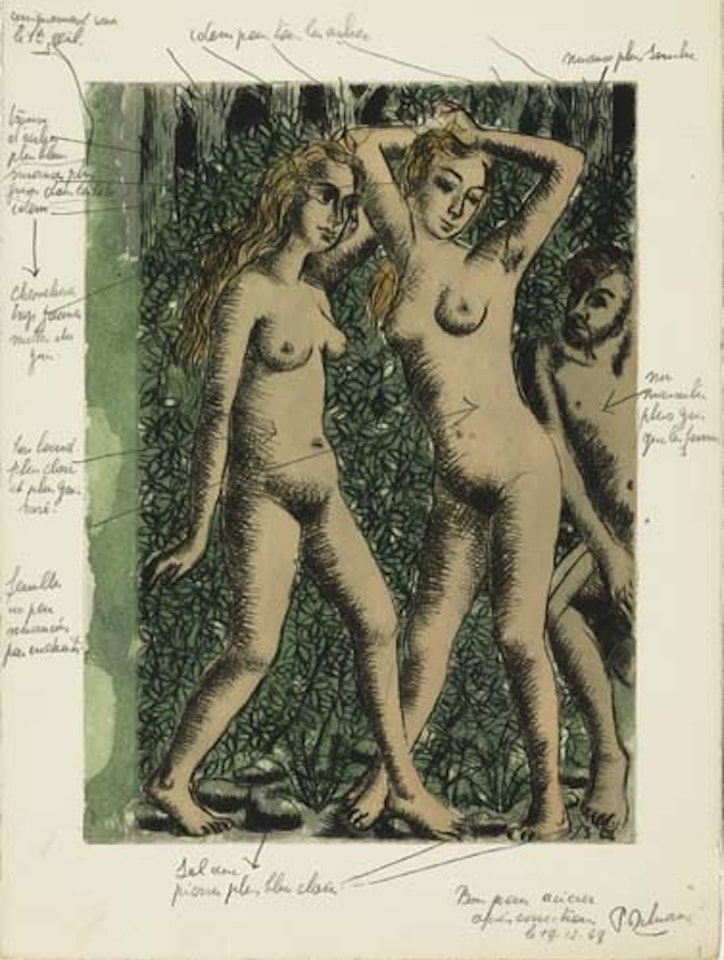 Group of 4 progressive proof etchings: Femmes nue by Paul Delvaux