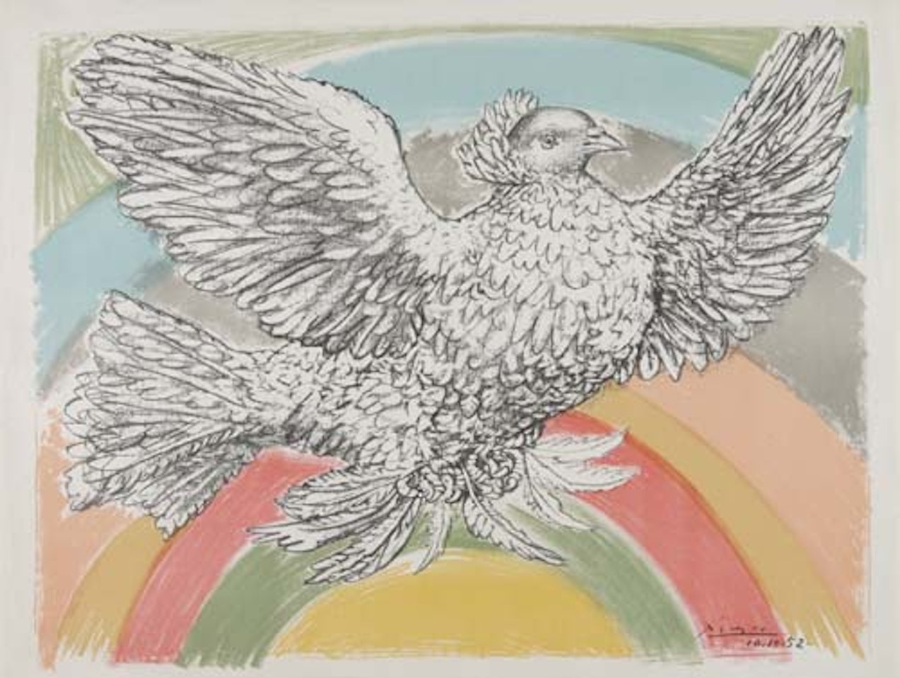 Colombe Volant (à l'Arc-en-Ciel) by Pablo Picasso