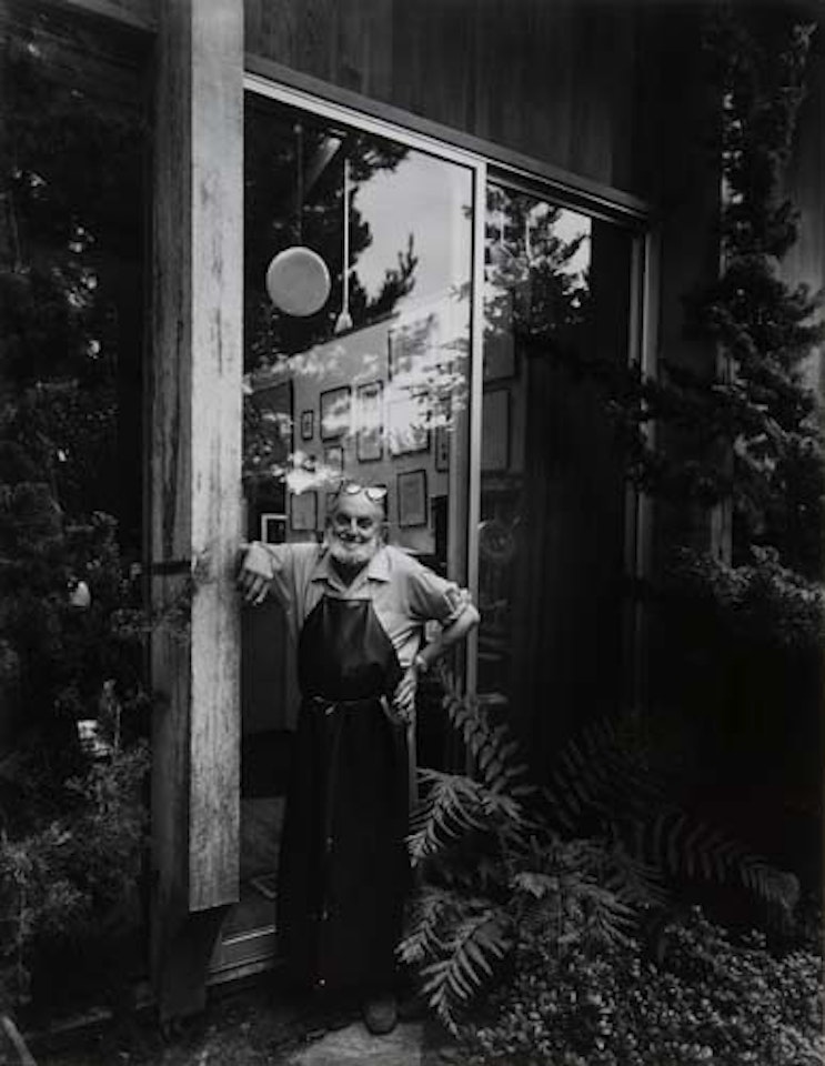 Ansel Adams outside his darkroom by Arnold Newman