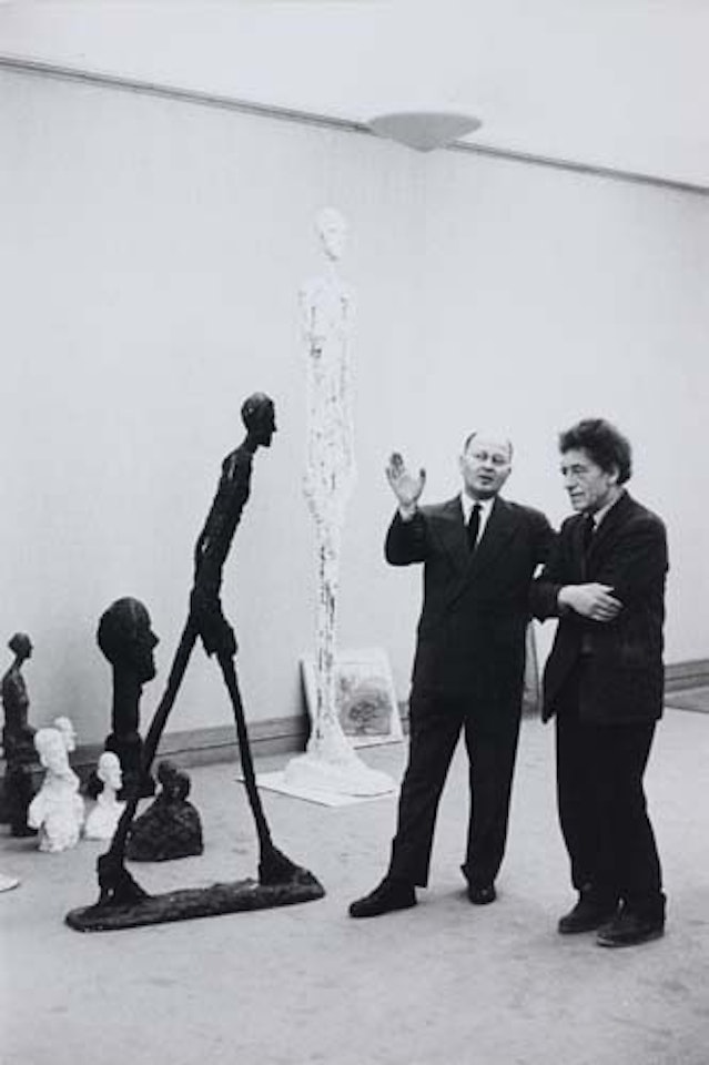 Alberto Giacometti discussing his work by Henri Cartier-Bresson