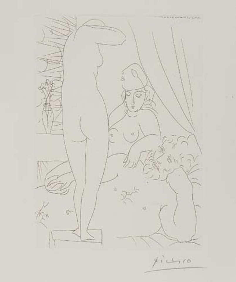 Le Repos du Sculpteur et le Modèle au Masque by Pablo Picasso