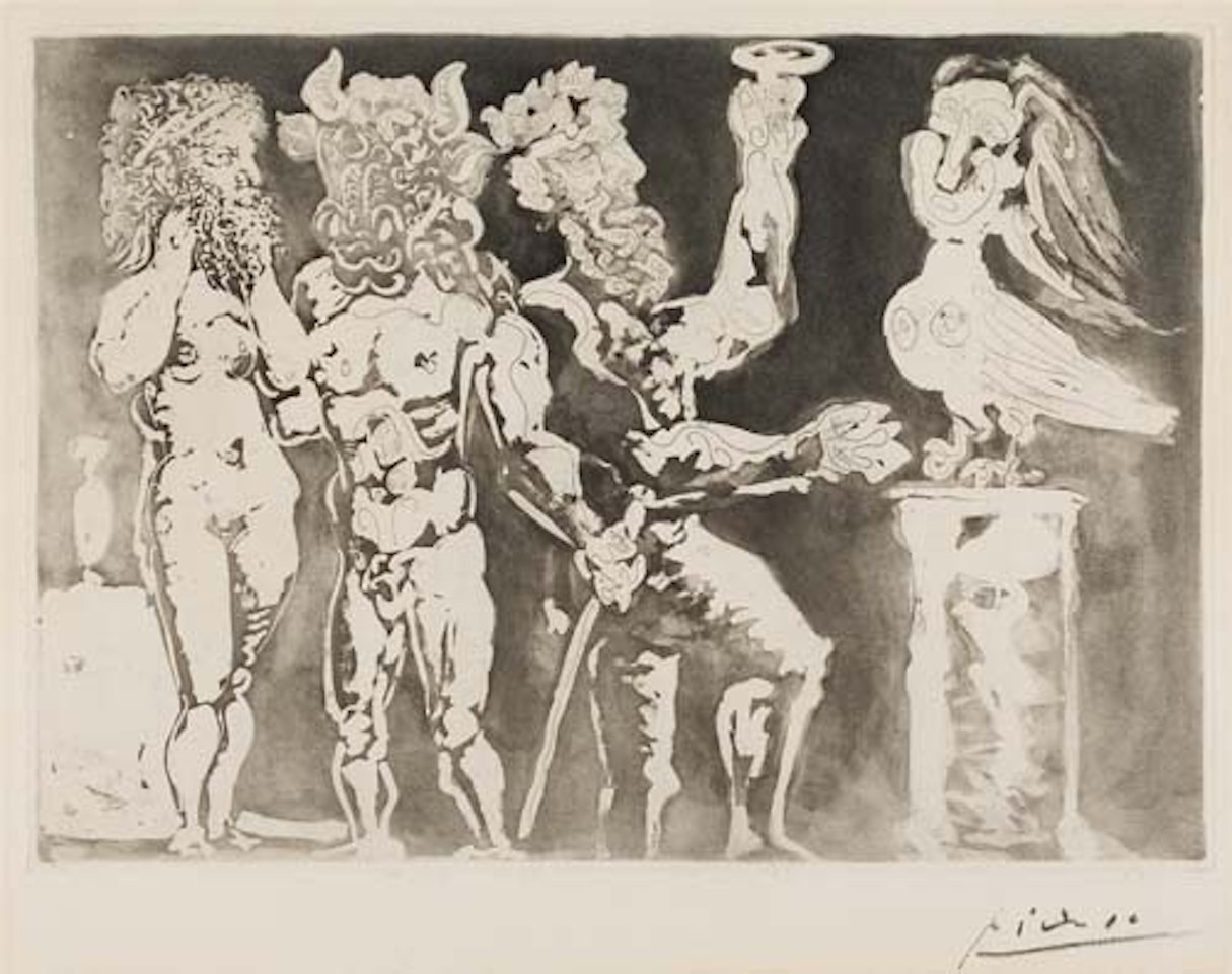 Personnages masqués et Femme Oiseau by Pablo Picasso