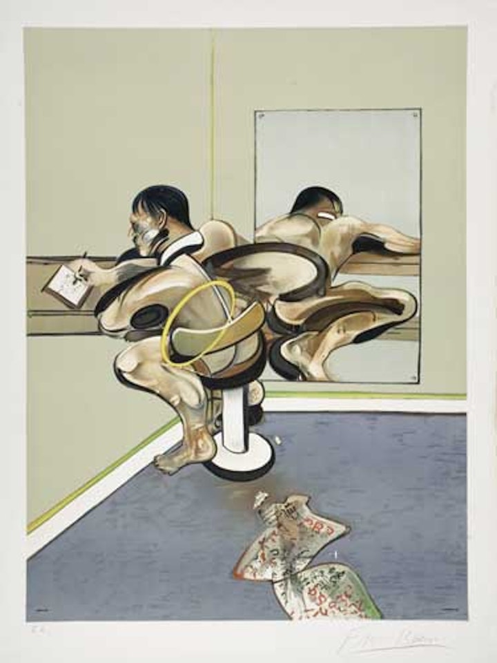 Figure Writing Reflected in a Mirror by Francis Bacon