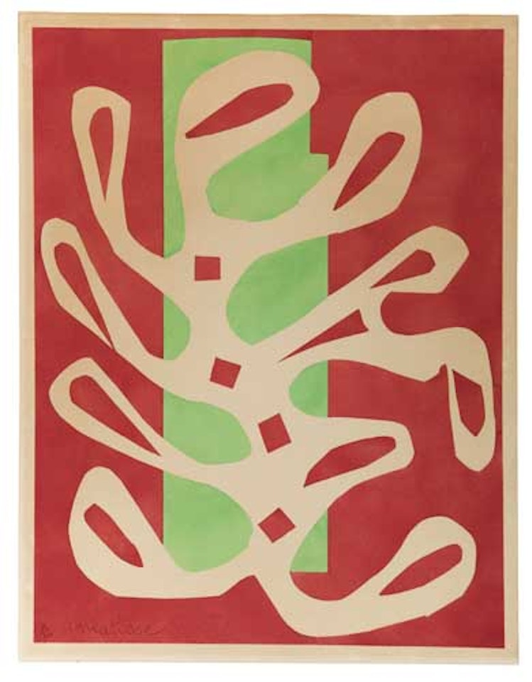 Algue Blanche sur Fond Rouge et Vert by Henri Matisse