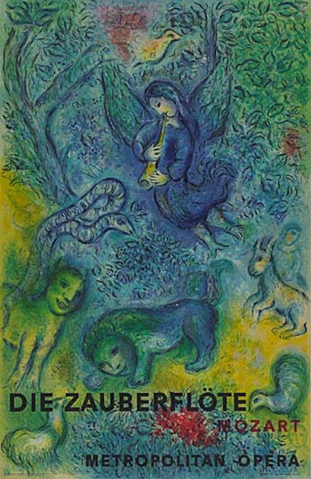 Two color lithograph posters: The Magic Flute, Romeo and Juliet by Marc Chagall