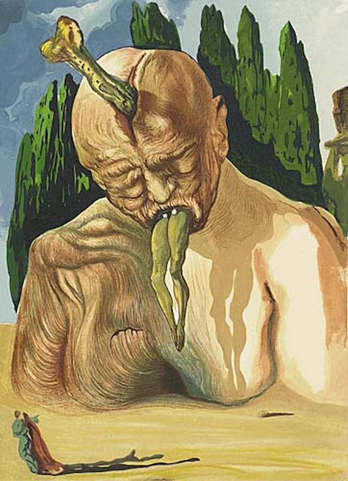 Portfolio in 6 bound volumes with complete text and 100 color woodcuts:The Divine Comedy by Salvador Dali