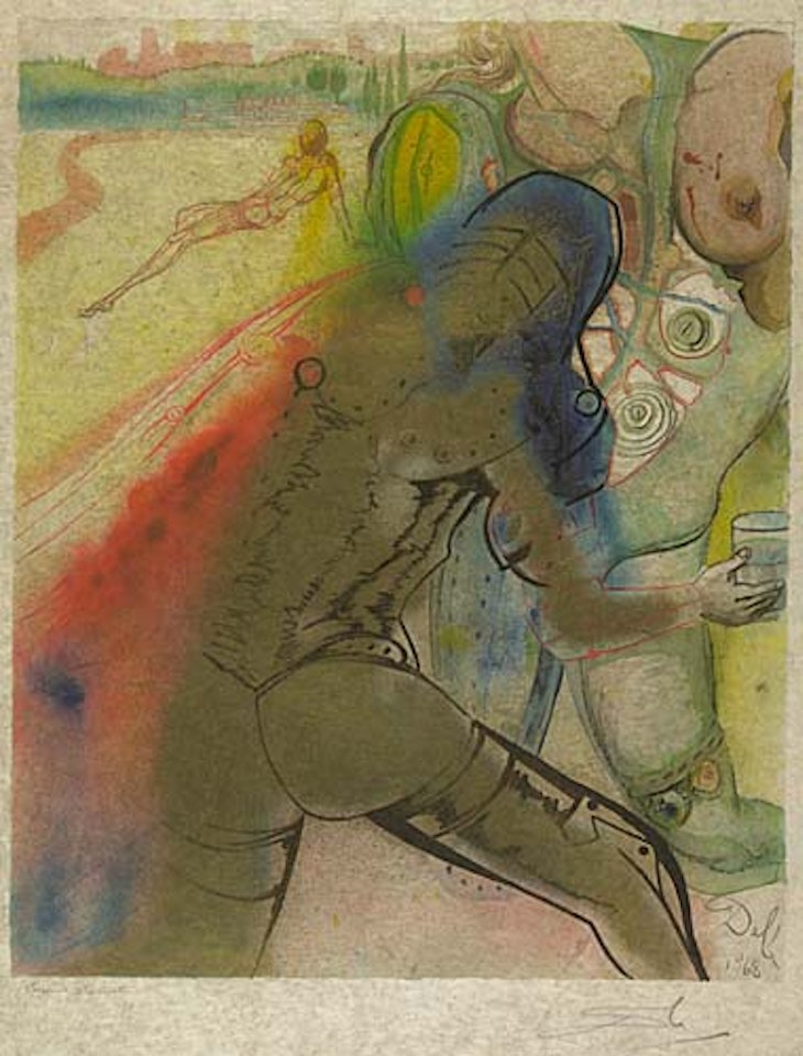 Two color lithographs. : The Death of Clorinda, The Harpist's Allegory of Carmen's Love by Salvador Dali