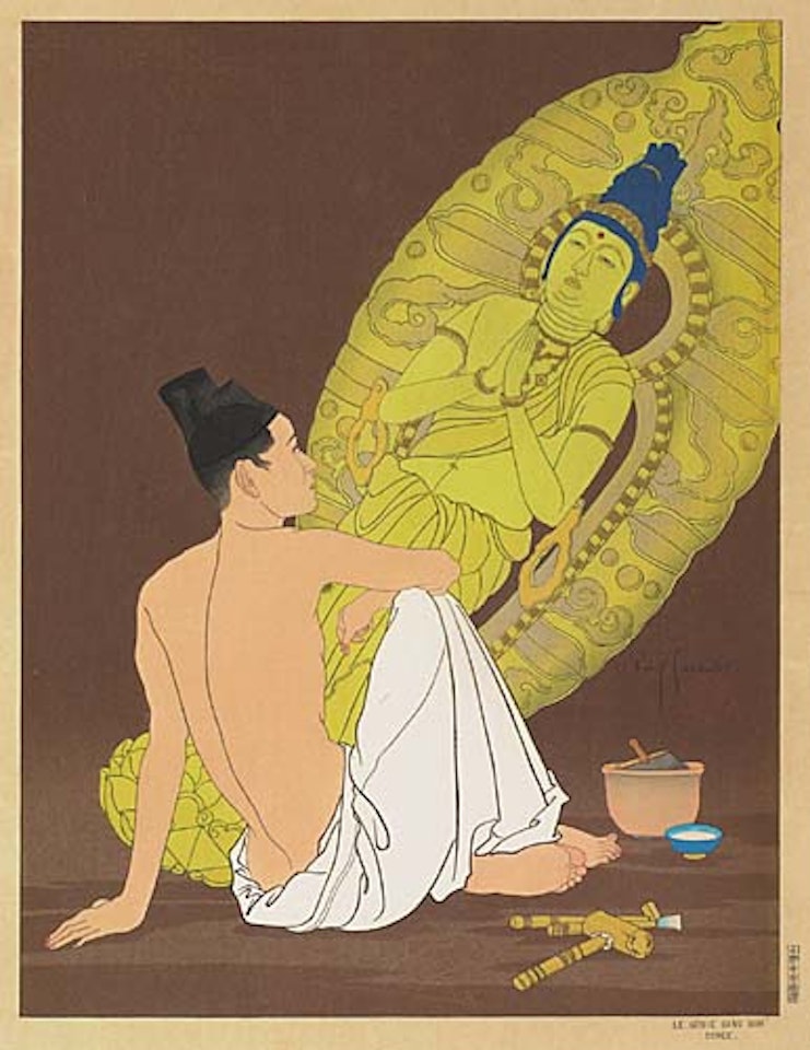 Two color woodcuts: Le Dieu vivant, La Génie sans Noms by Paul Jacoulet