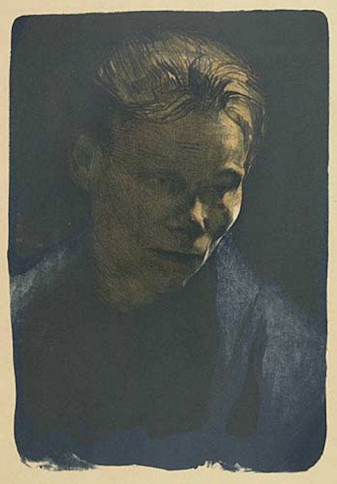 Two prints: Brustbild einer Arbeiterfrau mit blauem Tuch, Arbeitslosigkeit by Kathe Kollwitz