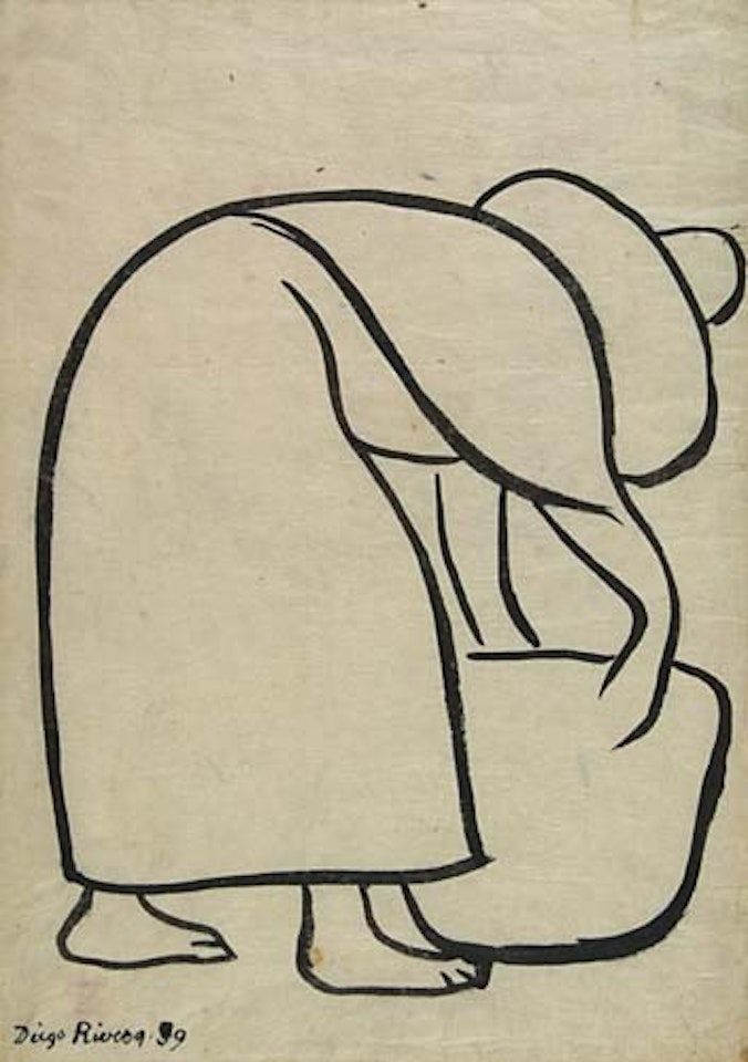 Mujer en profil, agachada by Diego Rivera