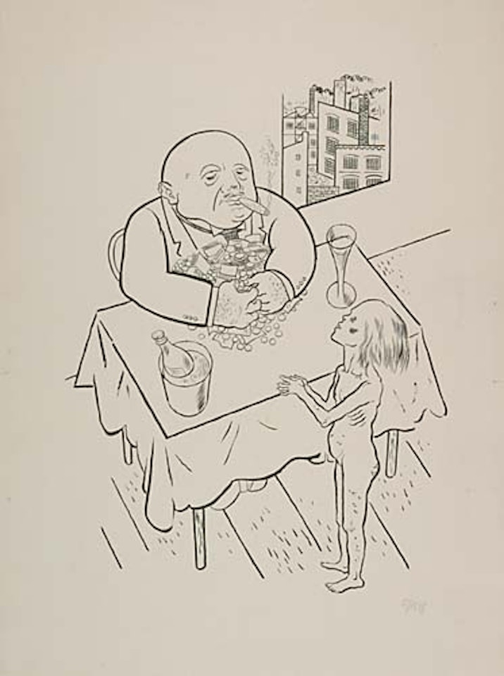 Löwen und Leoparden füttern ihre Jungen by George Grosz