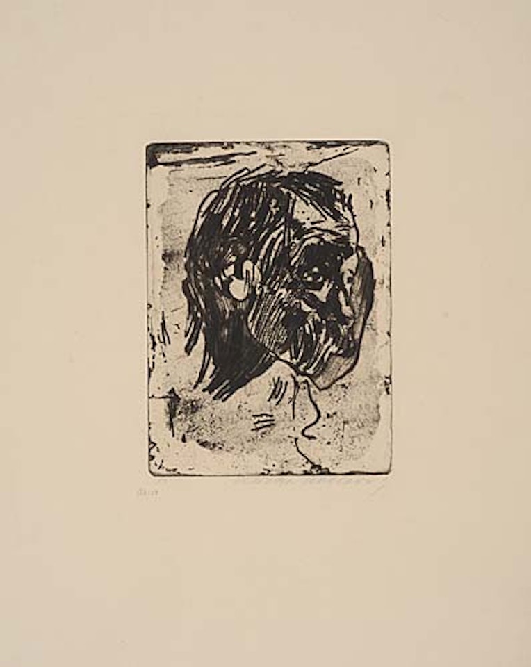 Männerkopf nach rechts by Kathe Kollwitz