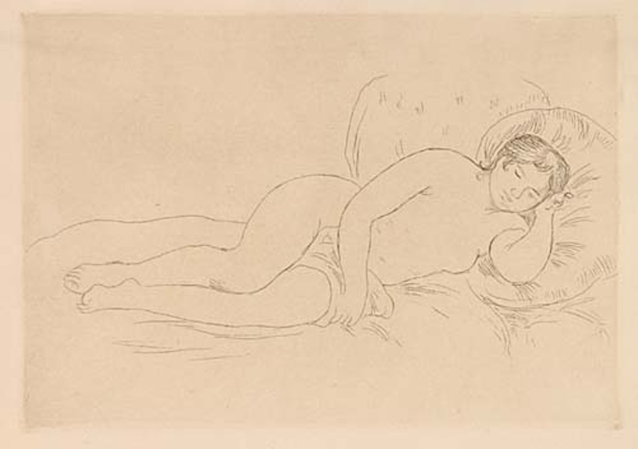 Femme nue couchée (tournée à droite), 2e planche. by Pierre-Auguste Renoir