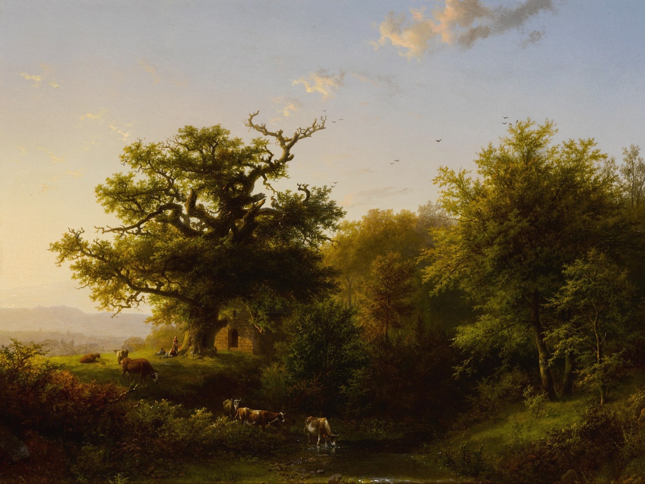 A Wooded Landscape with Grazing Cattle Near a Stream by Barend Cornelis Koekkoek