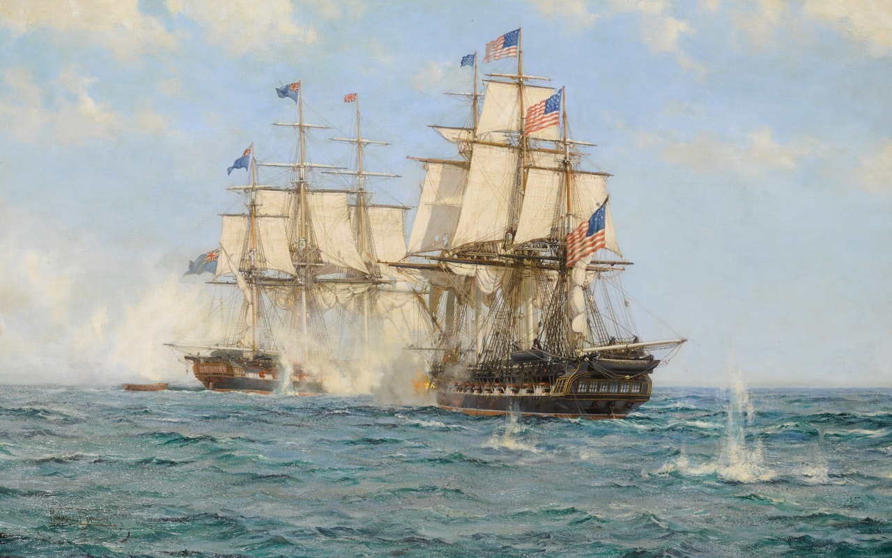 The Engagement between the H.M.S. Shannon and the U.S.S. Chesapeake, 1st June 1813 by Montague Dawson