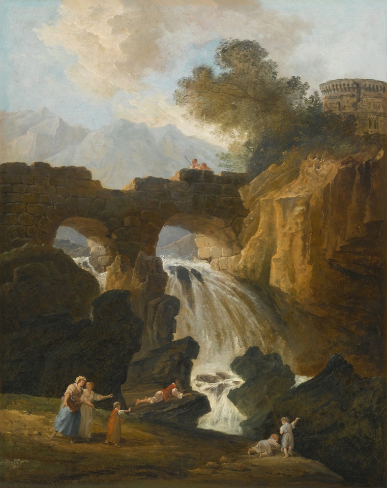 View of the Ponte Lucano, near Tivoli, and the Tomb of the Plautii by Hubert Robert