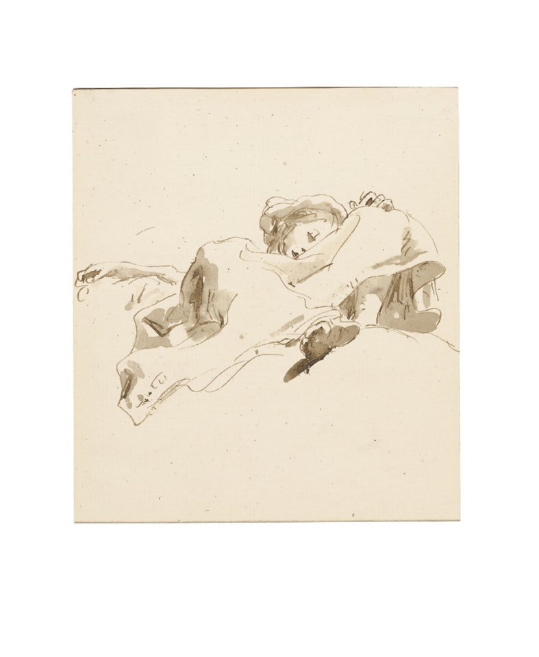 A seated woman seen from below by Giovanni Battista Tiepolo