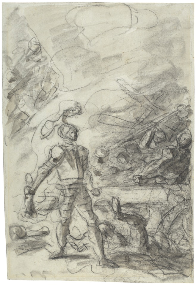 Orlando subdues a brigand with a firebrand (Orlando furioso, XIII, 34-36) by Jean-Honoré Fragonard